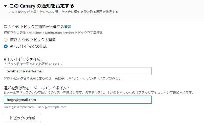 Amazon SNSのトピック