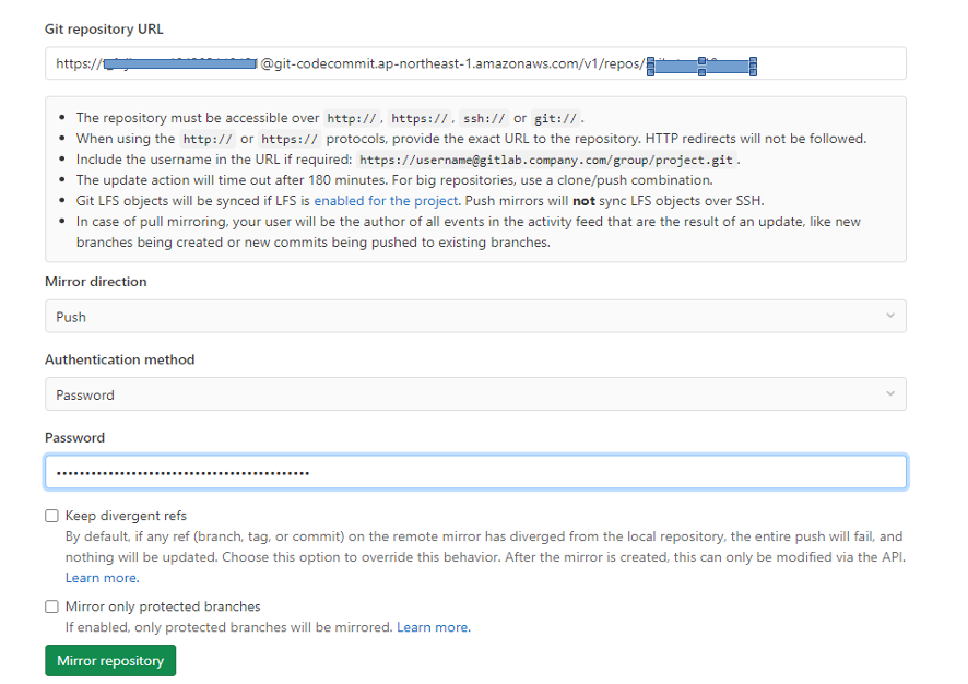 GitLabとCodecommitの連携