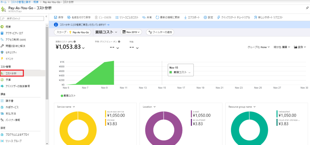 Azureコストの管理と請求3