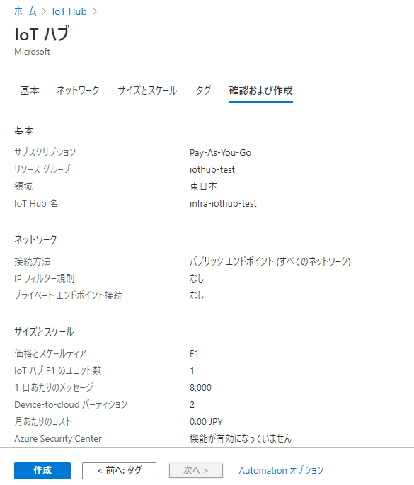 IotHubの構成