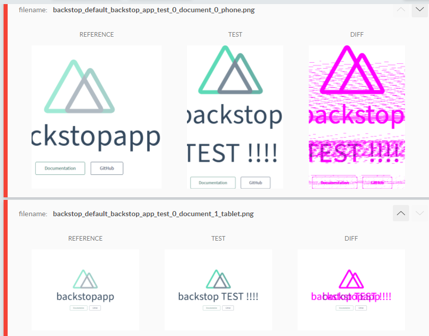 backstopjsの結果