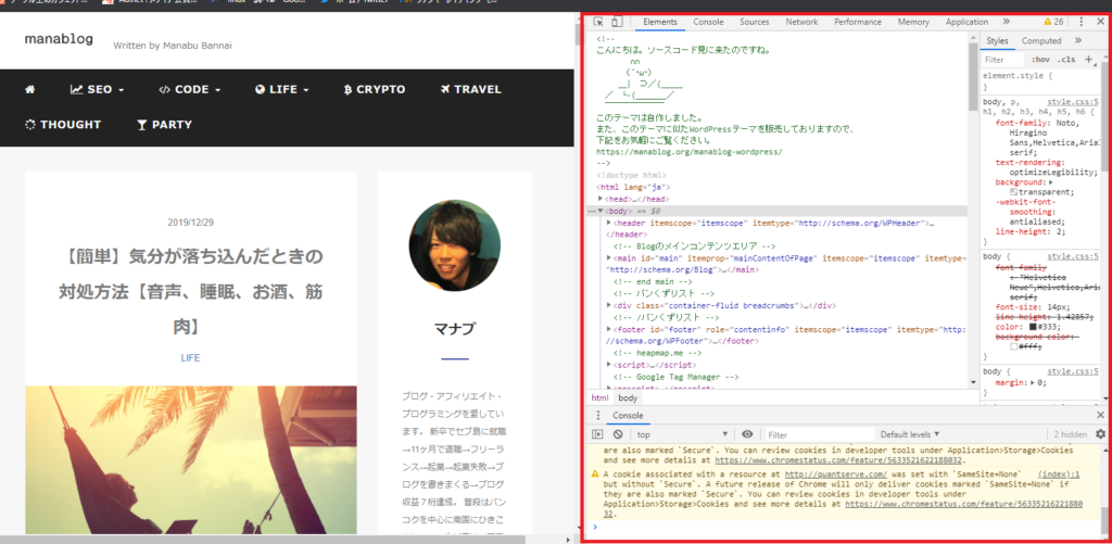 デベロッパーツール表示