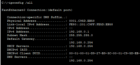 ルーターのDHCPサーバーからIPアドレスを取得