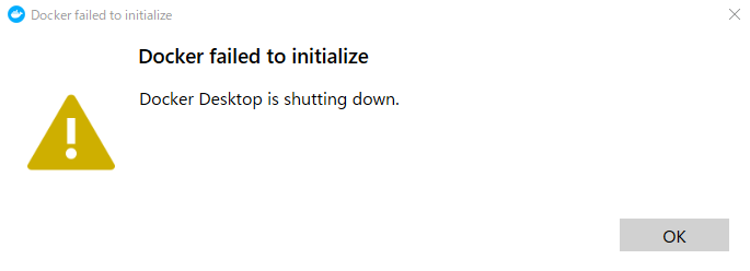 Docker failed to initialize