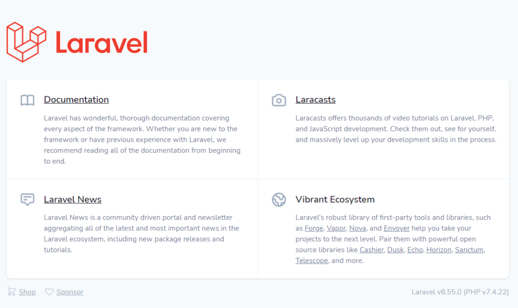 Laravelのデフォルトページ