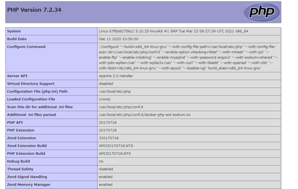 phpが動作しているか確認
