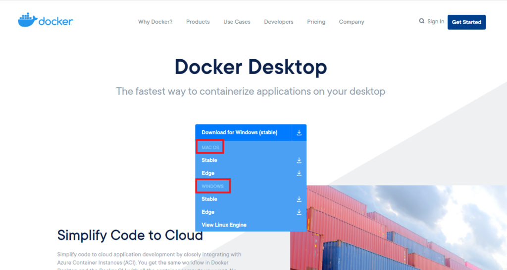 Docker Desktopのダウンロード