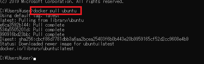 DockerHubからイメージをpullする