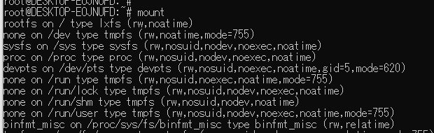 fstabで設定したマウント状況