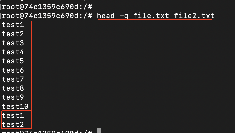 headコマンドで複数のファイルを繋げて表示