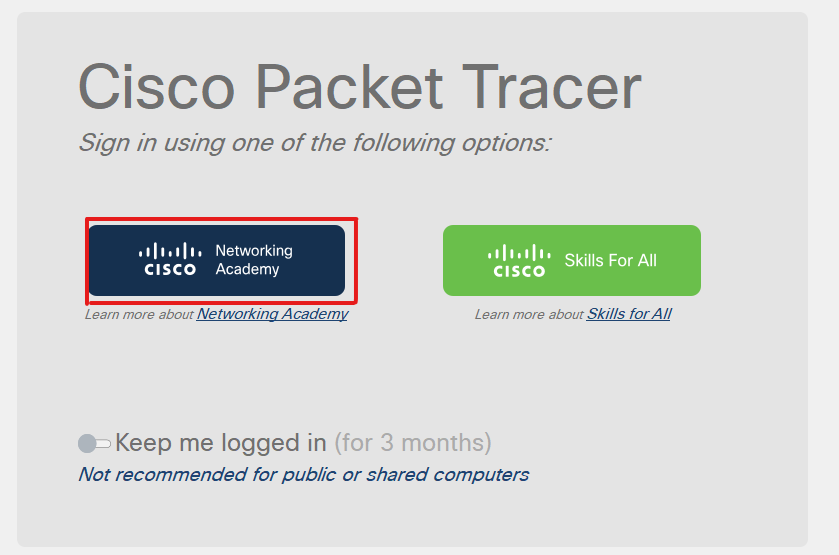 PacketTracerにログイン