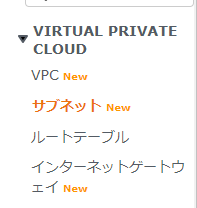 VPCのサブネット作成