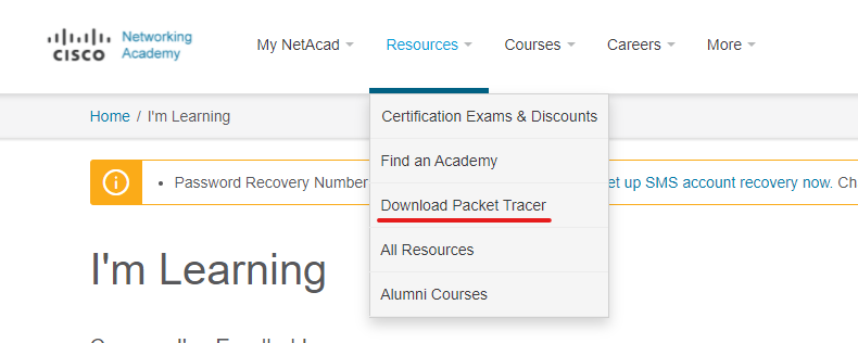 PacketTracerのダウンロード